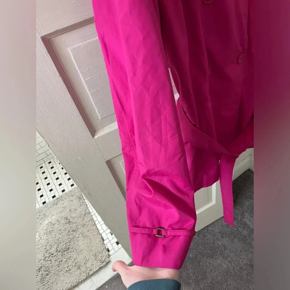 Calvin Klein hot pink utility trench coat with belt size 14 - Picture 4 of 13